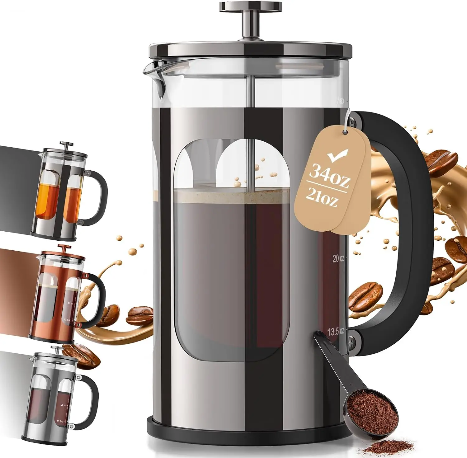 French Press Coffee Maker 34oz - French Press Glass reseña y precio