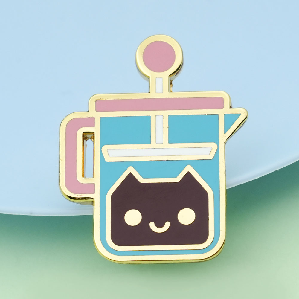French Press Coffee Cat Brooch - French Press Glass reseña y precio