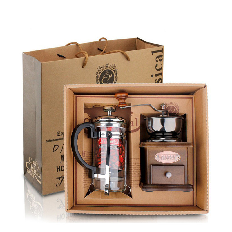 Coffee Pot Coffee Grinder Set  - French Press Glass reseña y precio