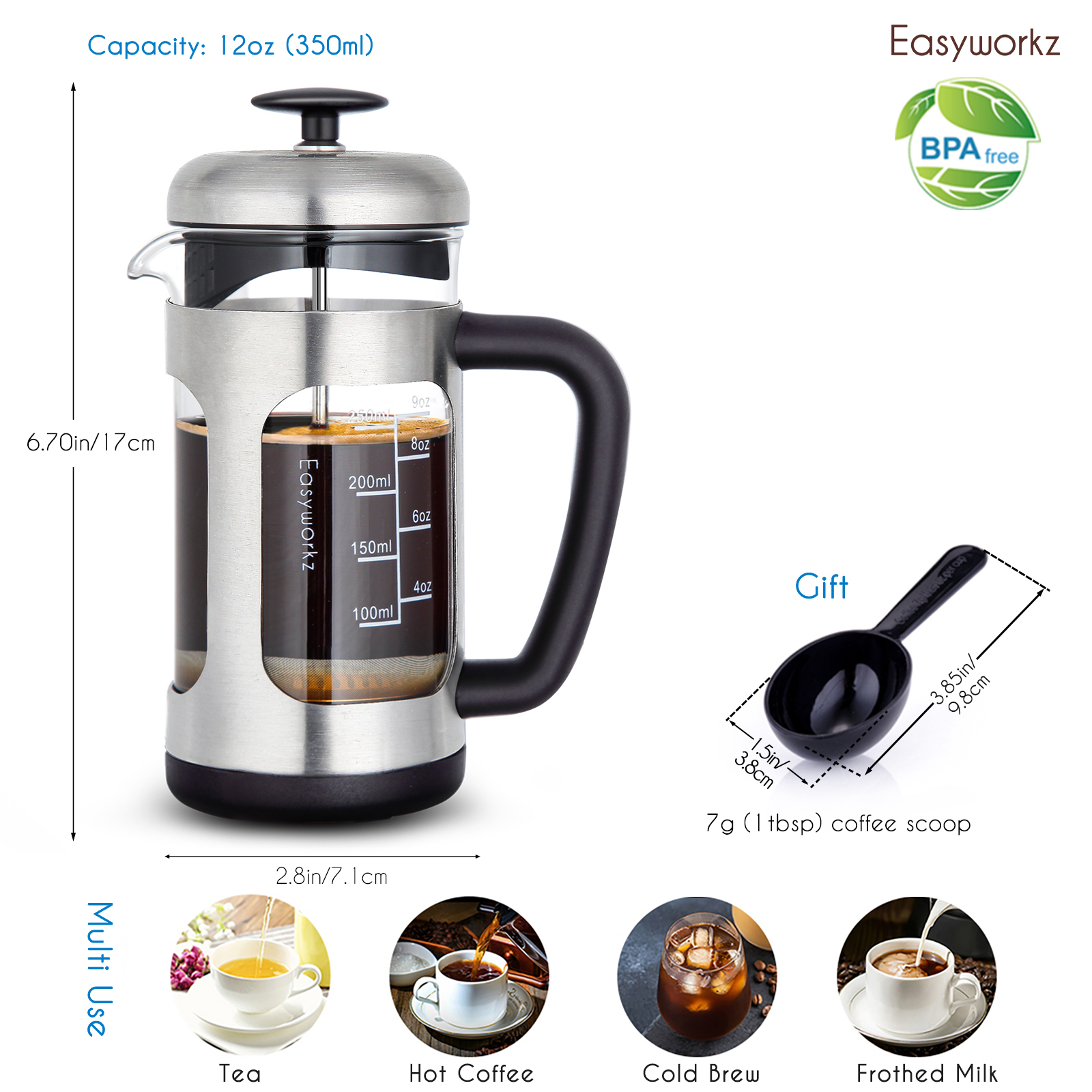 Easyworkz French Press  Coffee - French Press Glass reseña y precio